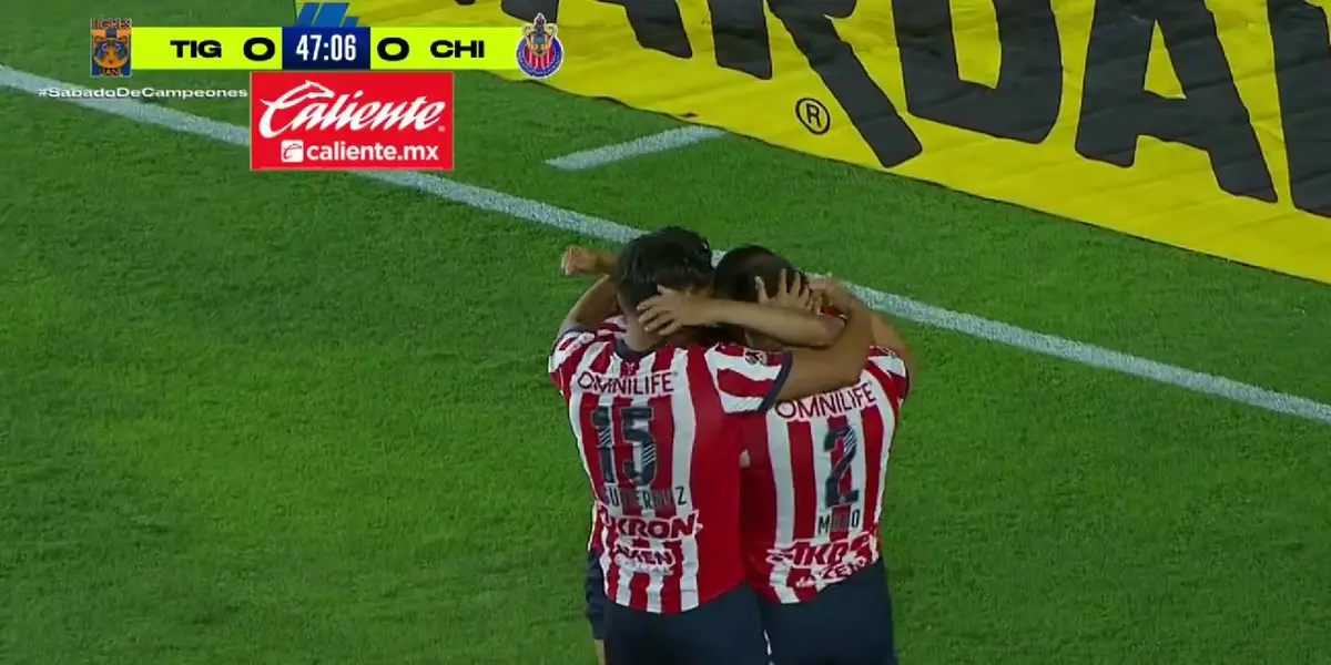 Captura de pantalla del gol de Chivas, tomada de Azteca Deportes