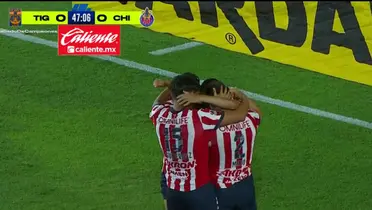 Captura de pantalla del gol de Chivas, tomada de Azteca Deportes