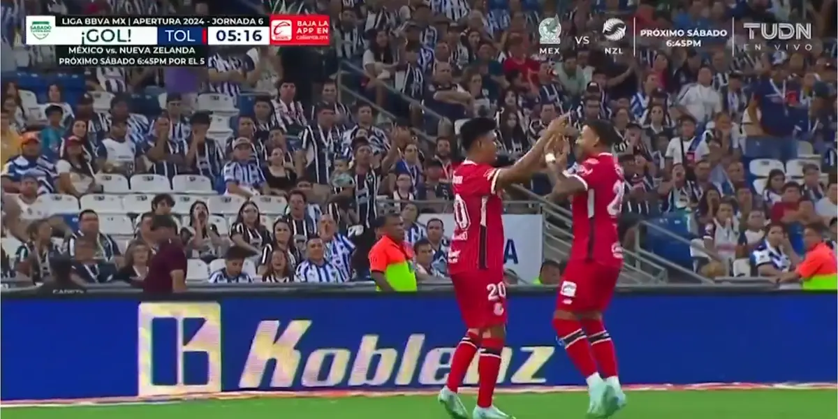 Captura de pantalla del gol de Toluca.