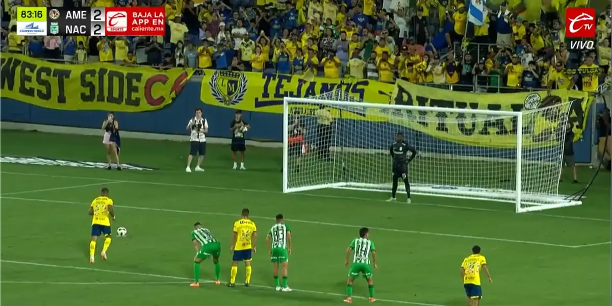 Captura de pantalla tomada de Caliente TV, del gol de Aguirre