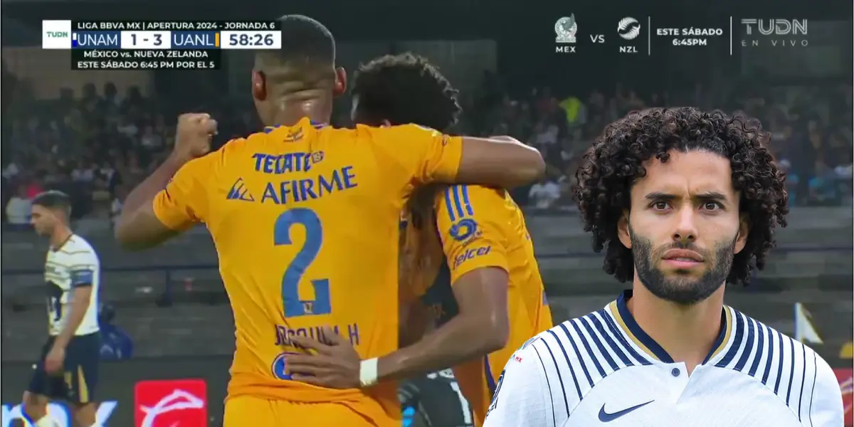 Captura de pantalla tomada de TUDN del gol de Tigres