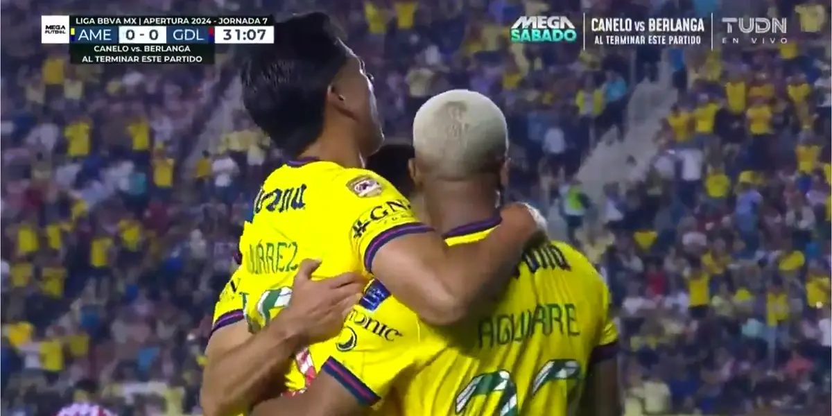 Captura del Club América del gol de Juárez