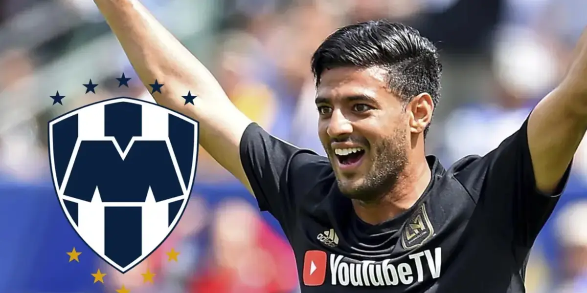 Carlos Vela y logo de Monterrey/Foto TUDN.