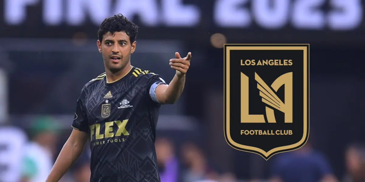 Carlos Vela y logo del LAFC/Foto TV Azteca.