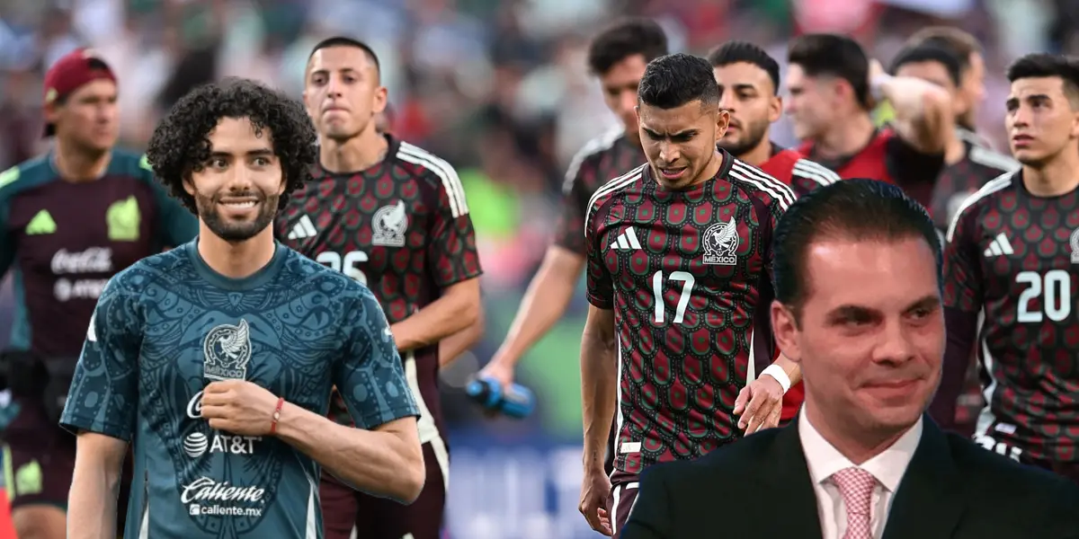 César Huerta riendo, Christian Martinoli y jugadores de la Selección Mexicana/ Foto Ovaciones.