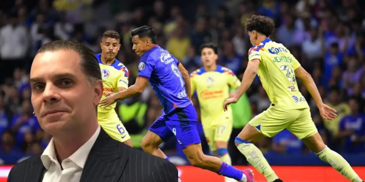 Christian Martinoli junto al Cruz Azul vs América / FOTO TV Azteca