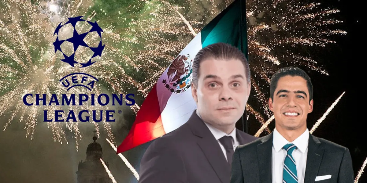 Christian Martinoli y Andrés Vaca, logo de Champions League/ Foto Gobierno Federal.