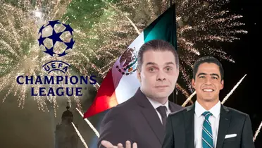 Christian Martinoli y Andrés Vaca, logo de Champions League/ Foto Gobierno Federal.