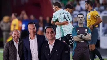 Comentaristas de Tv Azteca, Rafael Márquez y jugadores de fondo/ Foto Águilas Monumental.