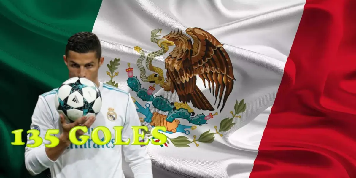 Cristiano Ronaldo junto a la bandera de México / FOTO REUTERS