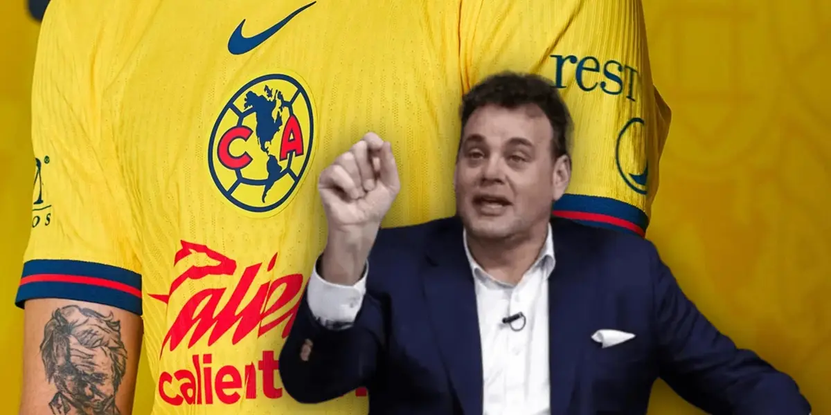 David Faitelson hablando y playera de las Águilas /Foto AmeShop Usa.