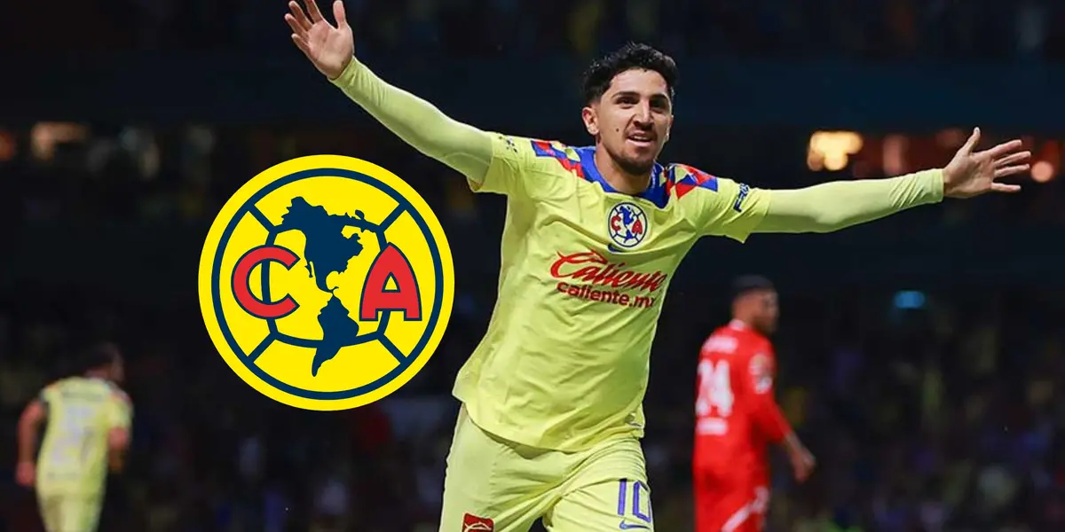 Diego Valdés y logo del América/ Foto Fútbol Total.