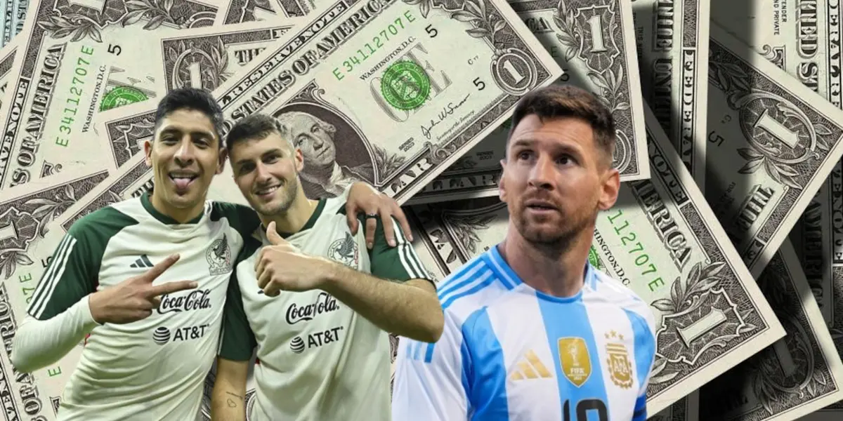 Edson Álvarez y Santiago Giménez junto a Lionel Messi / FOTO MEDIOTIEMPO