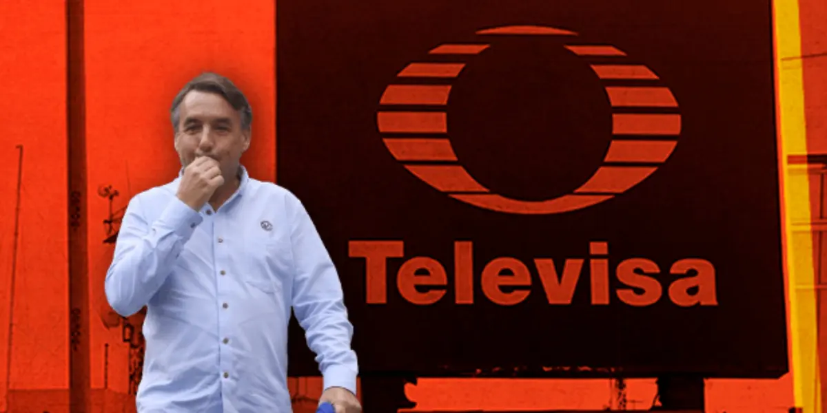 Emilio Azcárraga caminando y logo de Televisa/Foto El Financiero.