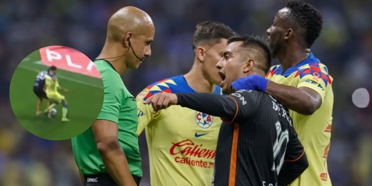 Erick Sánchez reclamando al asistente del lado de la polémica. Foto: Récord