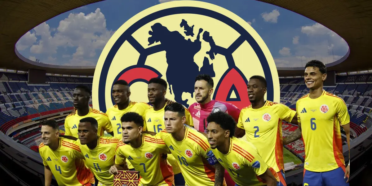 Estadio Azteca de fondo, escudo del América y jugadores de Colombia: Fotos: Wikipedia | América | ESPN