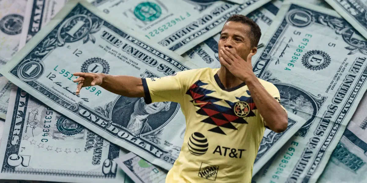 Fondo de billetes tomados de Canva, con Dos Santos al frente.