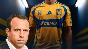 Gerardo Torrado y playera de Tigres/Foto TV Azteca.