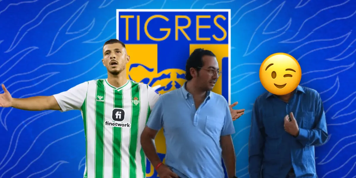 Guido Rodríguez reclamando, Mauricio Culebro y jugador oculto/Foto Club Tigres.