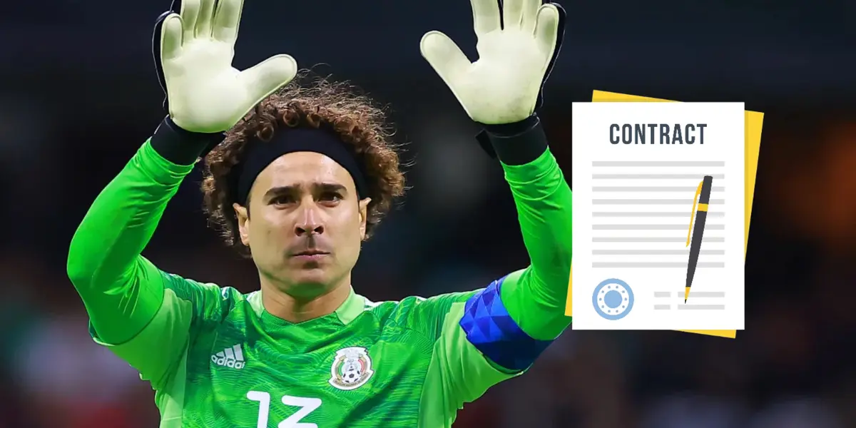 Guillermo Ochoa y logo de contrato/Foto 90min.com