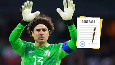 Guillermo Ochoa y logo de contrato/Foto 90min.com