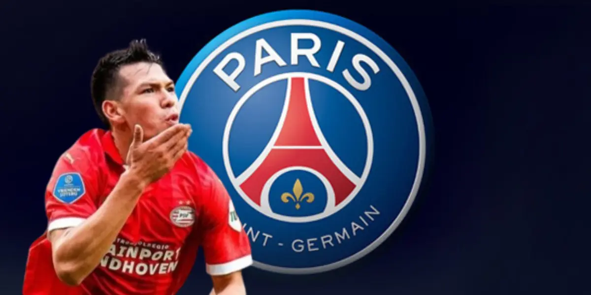 Hirving Lozano junto al escudo del Paris Saint Germain / FOTO INSTAGRAM