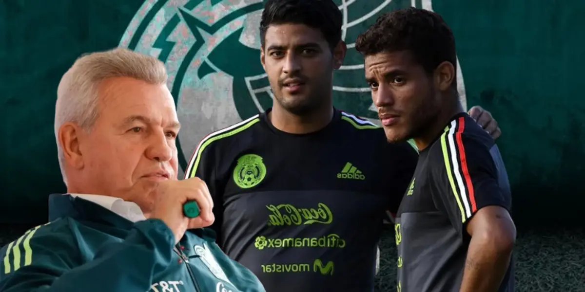 Javier Aguirre junto a Carlos Vela y Jonathan Dos Santos / FOTO ANTENA 2