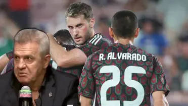 Javier Aguirre junto a Santiago Giménez / FOTO X