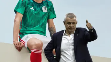 Javier Aguirre levantando dedo y jugador de la Selección/Foto TUDN.