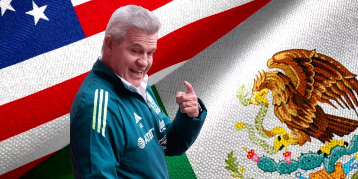 Javier Aguirre y banderas de México y Estados Unidos./Foto Expansión.