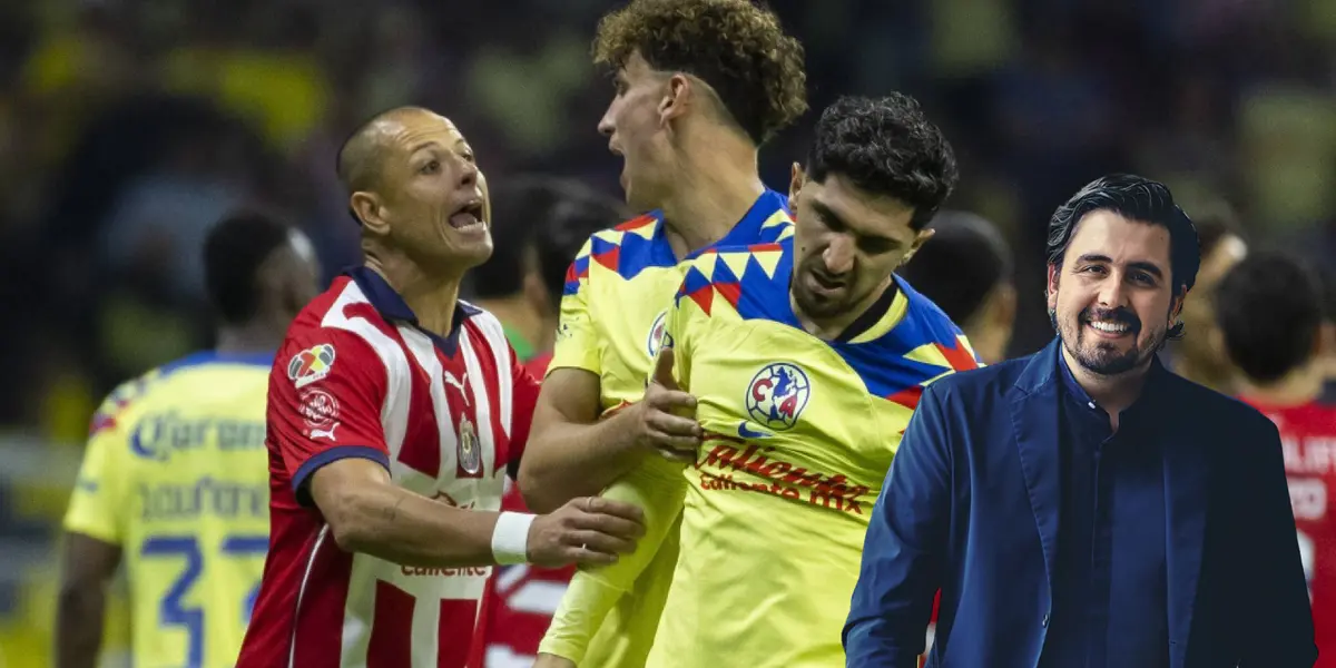 Javier Hernández, Lichnovsky y Valdés en Chivs vs América. Foto: TV Azteca