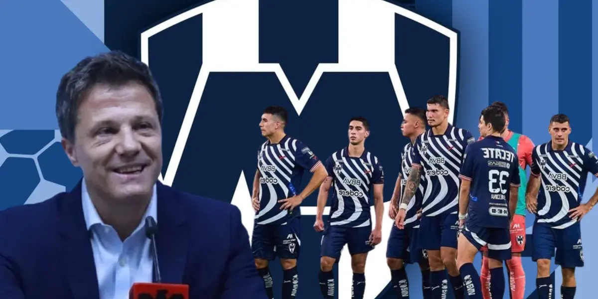 José Antonio Noriega junto a futbolistas de Rayados / FOTO X