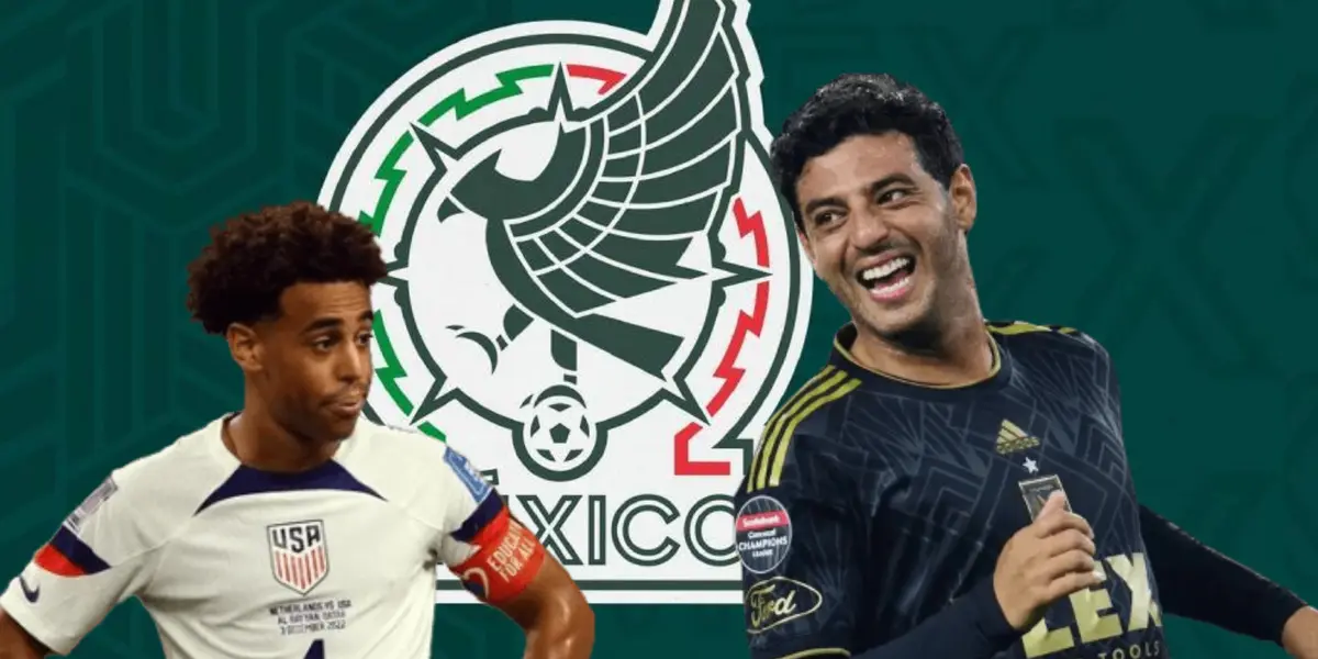 Jugador de Estados Unidos y Carlos Vela riendo/Foto TV Azteca.