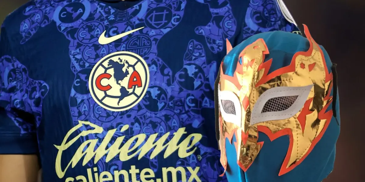 Jugador del América y máscara de luchador/Foto Ramón Juárez.