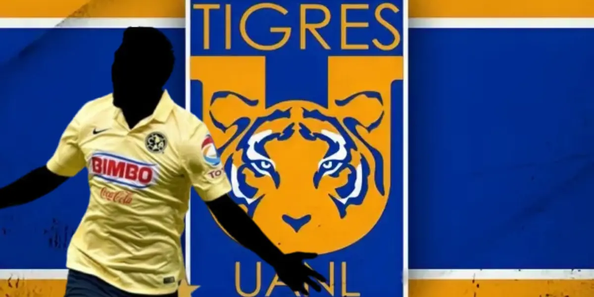 Jugador incógnito de América junto al escudo de Tigres / FOTO X