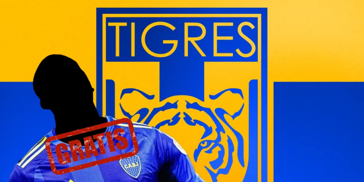 Jugador incógnito de Boca Juniors junto al escudo de Tigres / FOTO ANDINA