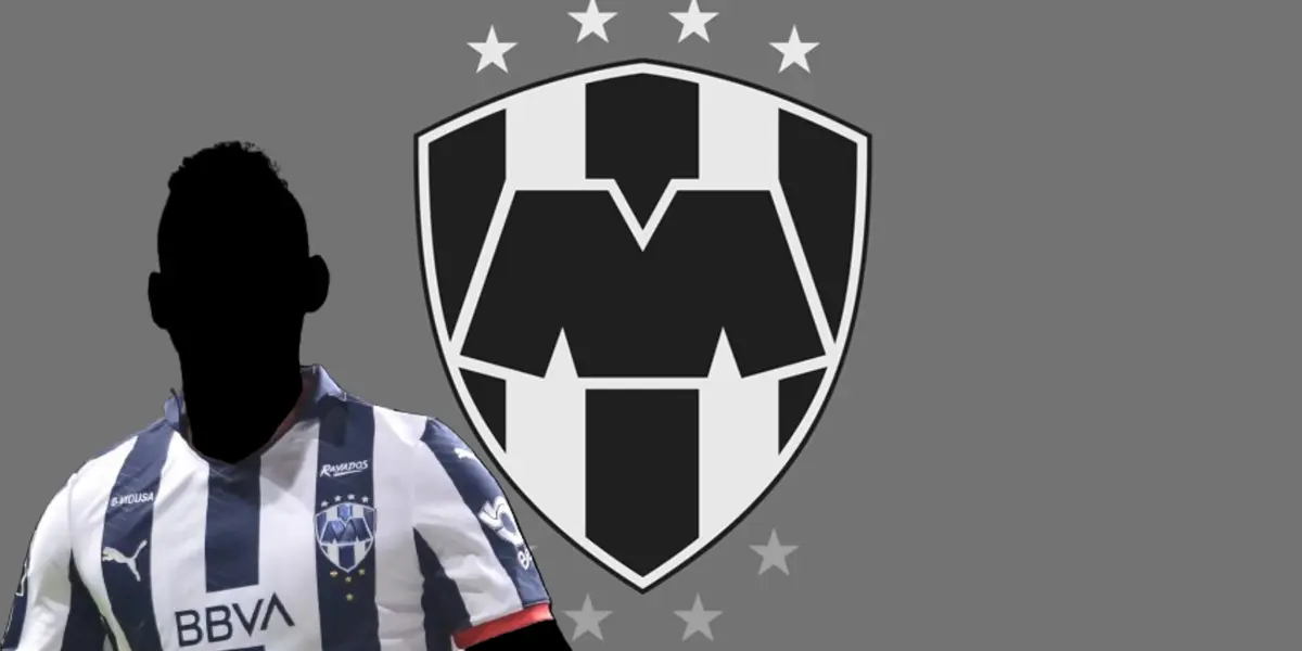 Jugador incógnito de Rayados junto al escudo del club / FOTO X