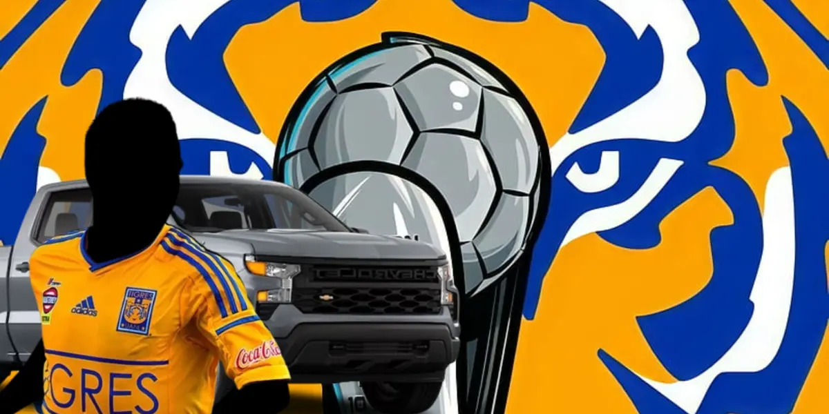 Jugador incógnito de Tigres junto al escudo de Tigres / FOTO PERIÓDICO AM