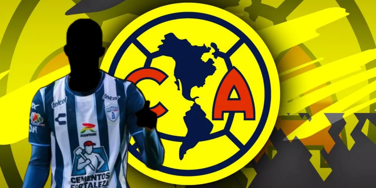 Jugador incógnito del Pachuca junto al escudo del América / FOTO GETTY IMAGES