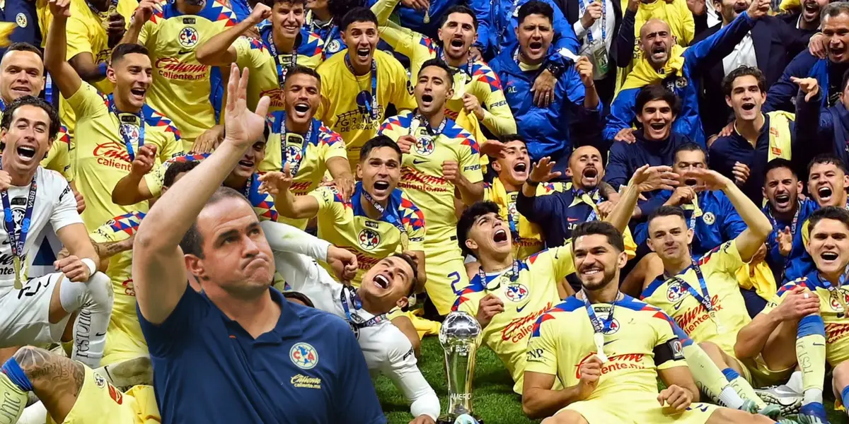 Jugadores del América celebrando y André Jardine diciendo adiós/ Foto Maison Shout.