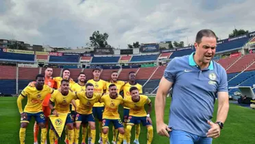 Jugadores del América posando y André Jardine molesto/Foto Dónde Ir.