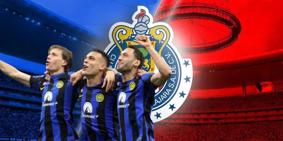 Jugadores del Inter de Milán junto al escudo de Chivas / FOTO FICHAJES.COM