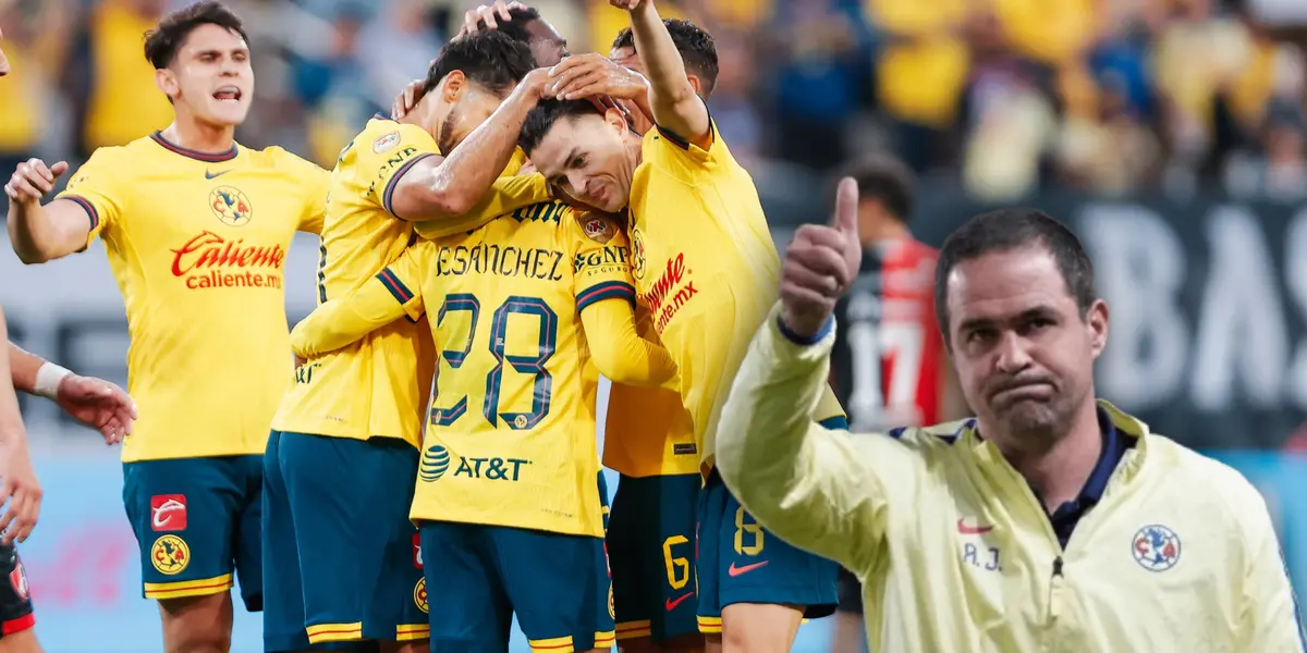 Jugadores del las Águilas celebrando y André Jardine/ Foto Club América