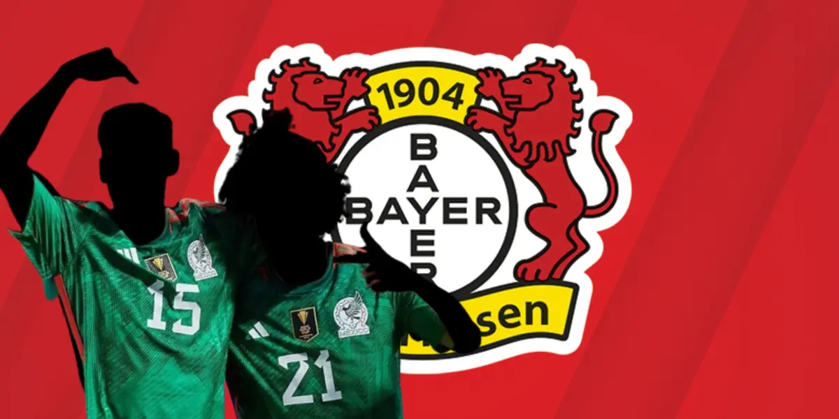 Jugadores incógnitos de la Selección Mexicana junto al escudo del Bayer Leverkusen / FOTO X