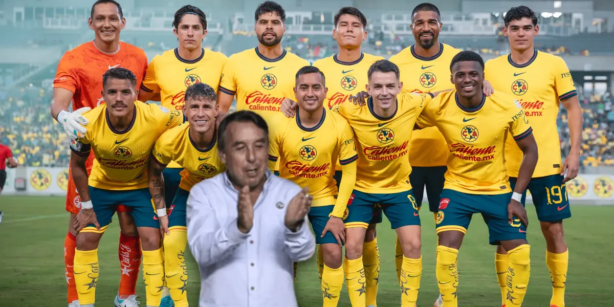 Jugadores posando y Emilio Azcárraga aplaudiendo/Foto Club América.