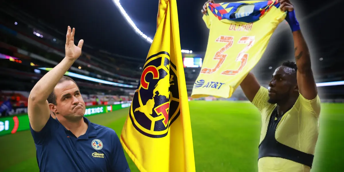 Julián Quiñones con la playera alzada y André Jardine saludando/ Foto TUDN.