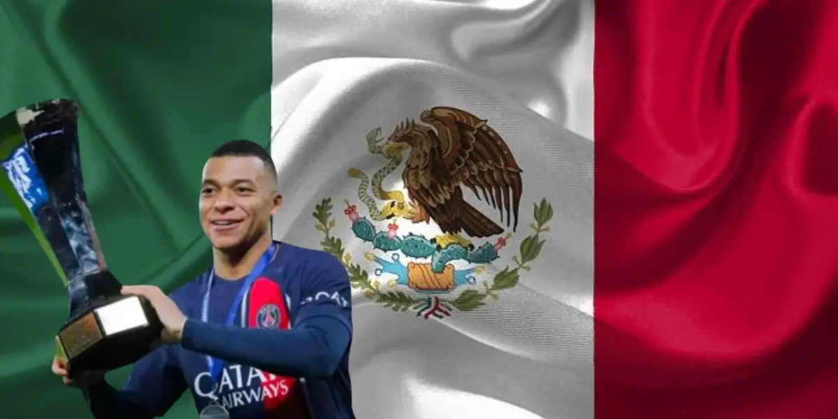 Kylian Mbappé junto a la bandera de México / FOTO MUNDO DEPORTIVO