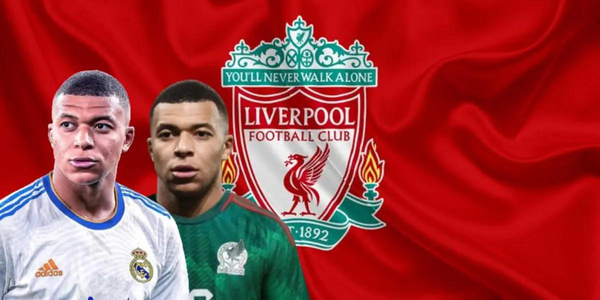 Kylian Mbappé junto al escudo del Liverpool FC / FOTO FACEBOOK