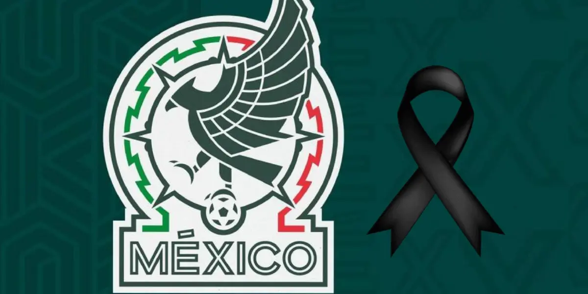 Logo de la Selección Mexicana y moño negro/ Foto TV Azteca.