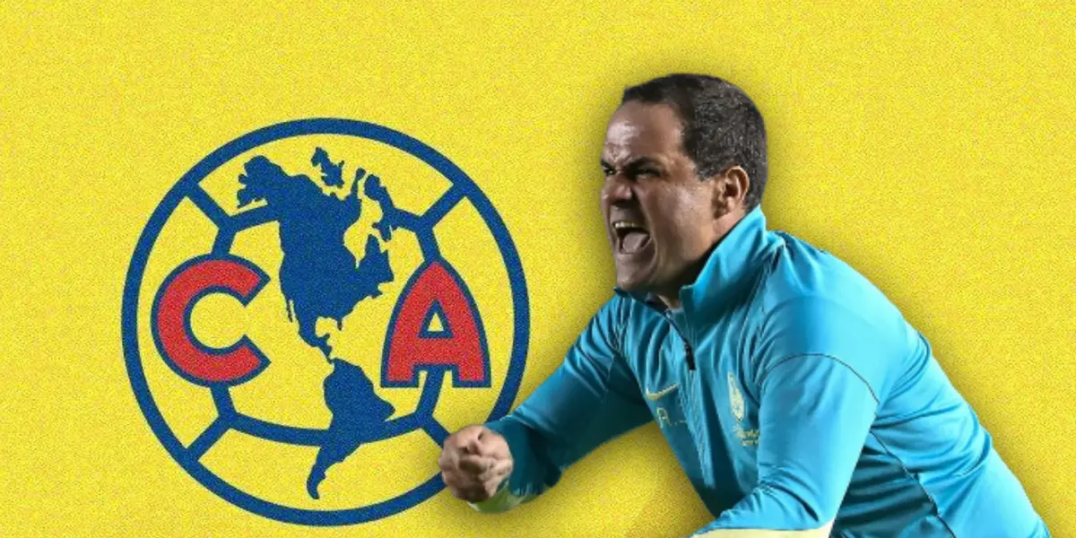 Logo de las Águilas y André Jardine molesto/ Foto Club América.